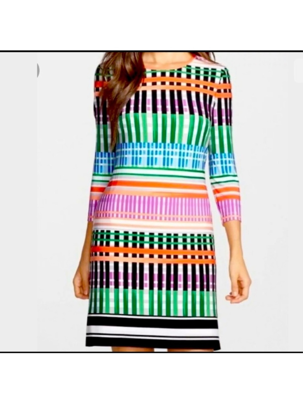 Eliza J Multicolor Striped Long Sleeve Shift Dress